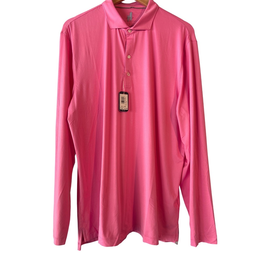 Johnnie-O Mens Swing Featherweight Long Sleeve Polo Shirt Cabo Pink L JMPL1290